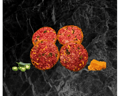 jalapeno and mature cheese steak burgers 4 pack